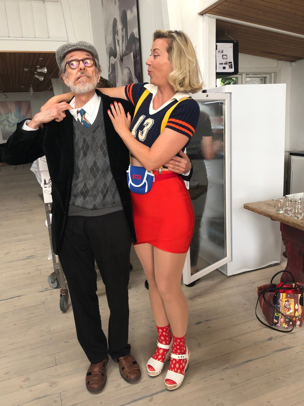 R. Crumb and an appropriately dressed fan